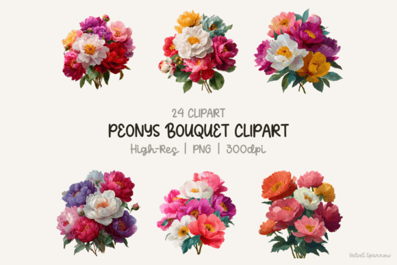 Elevate Your Designs with High-Resolution Peonys Bouquet Clipart