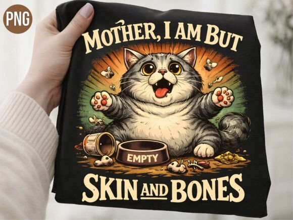 Funny Hungry Cat Skin and Bones PNG Guide