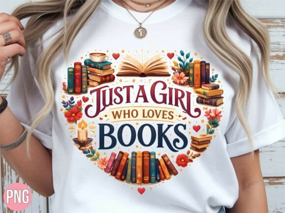 Integrating the Just a Girl Who Loves Books Heart PNG into Your Creative Workflow