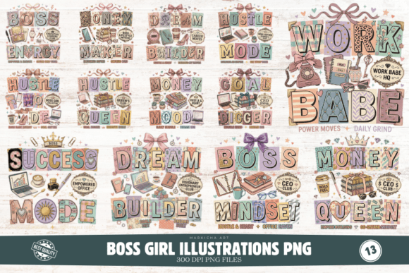 Unleash Your Creativity with the Boss Girl Illustrations PNG Bundle