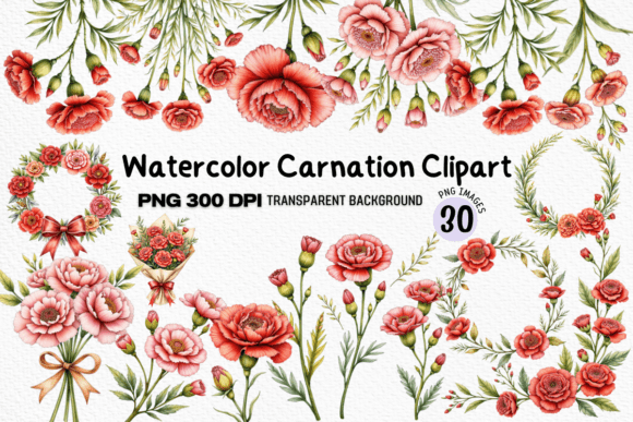 Unlocking Creative Potential with the Watercolor Carnation Clipart Bundle